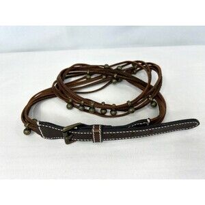 J. Crew Women's Belt Leather Brown S Multi Strap Studded Boho Peasant